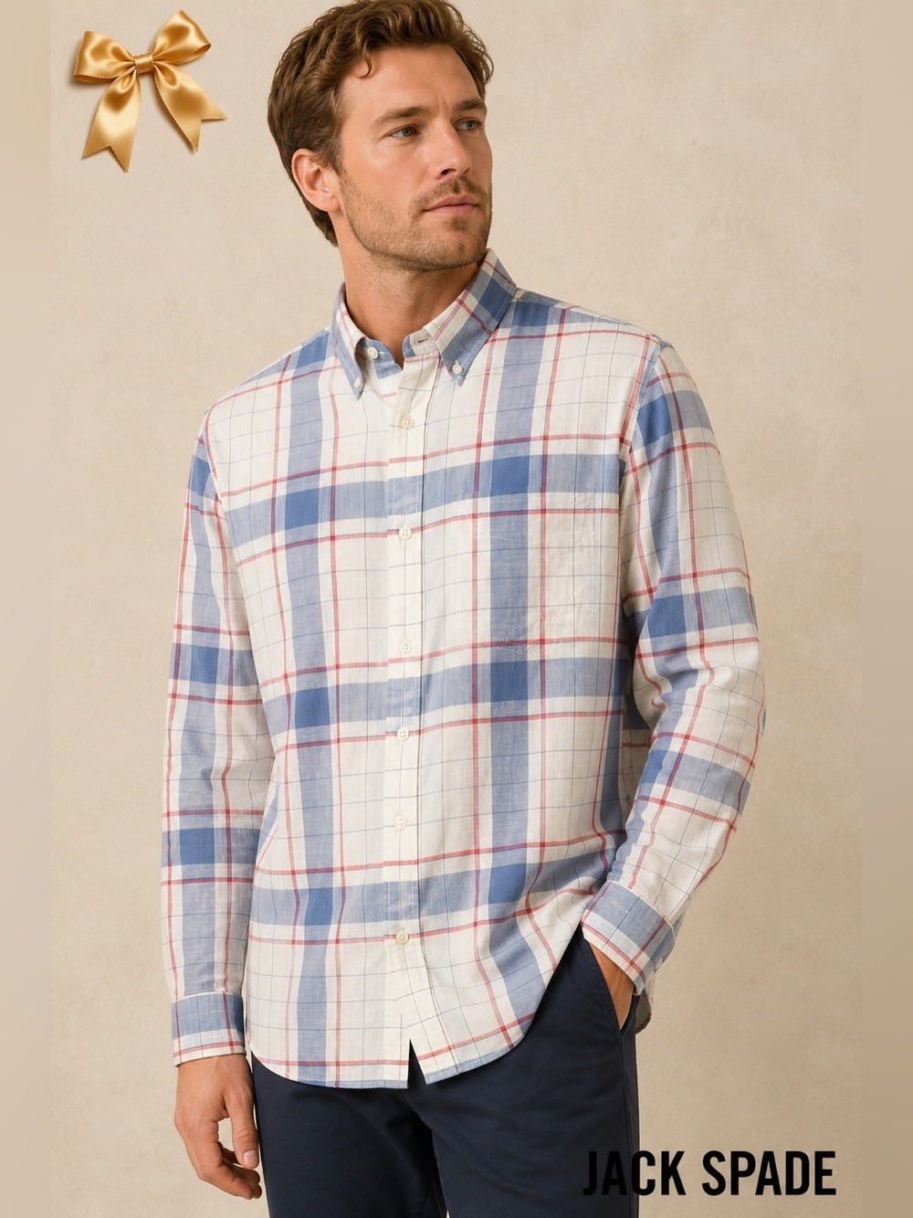 Jack Spade Warren Street NY Plaid Shirt XL/16 Lightweight 100% Cotton